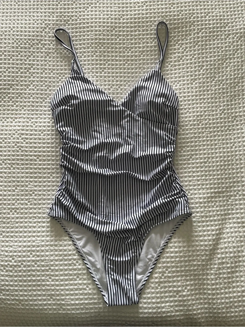 Black & White Striped One-Piece Swimsuit
